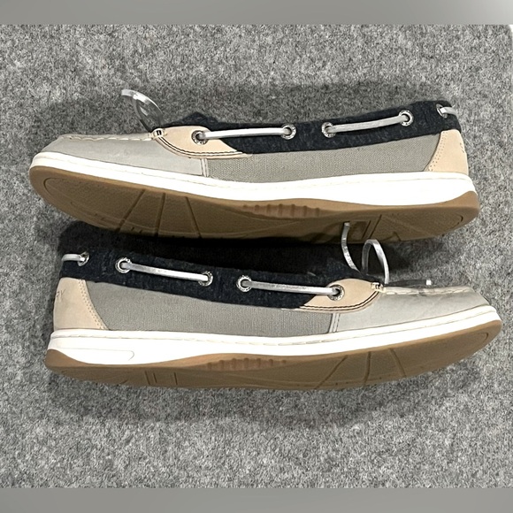 Sperry Angelfish Boat Shoes Preppy Nautical Chic Gray Blue Cream Combo Womens 9 - Picture 7 of 10
